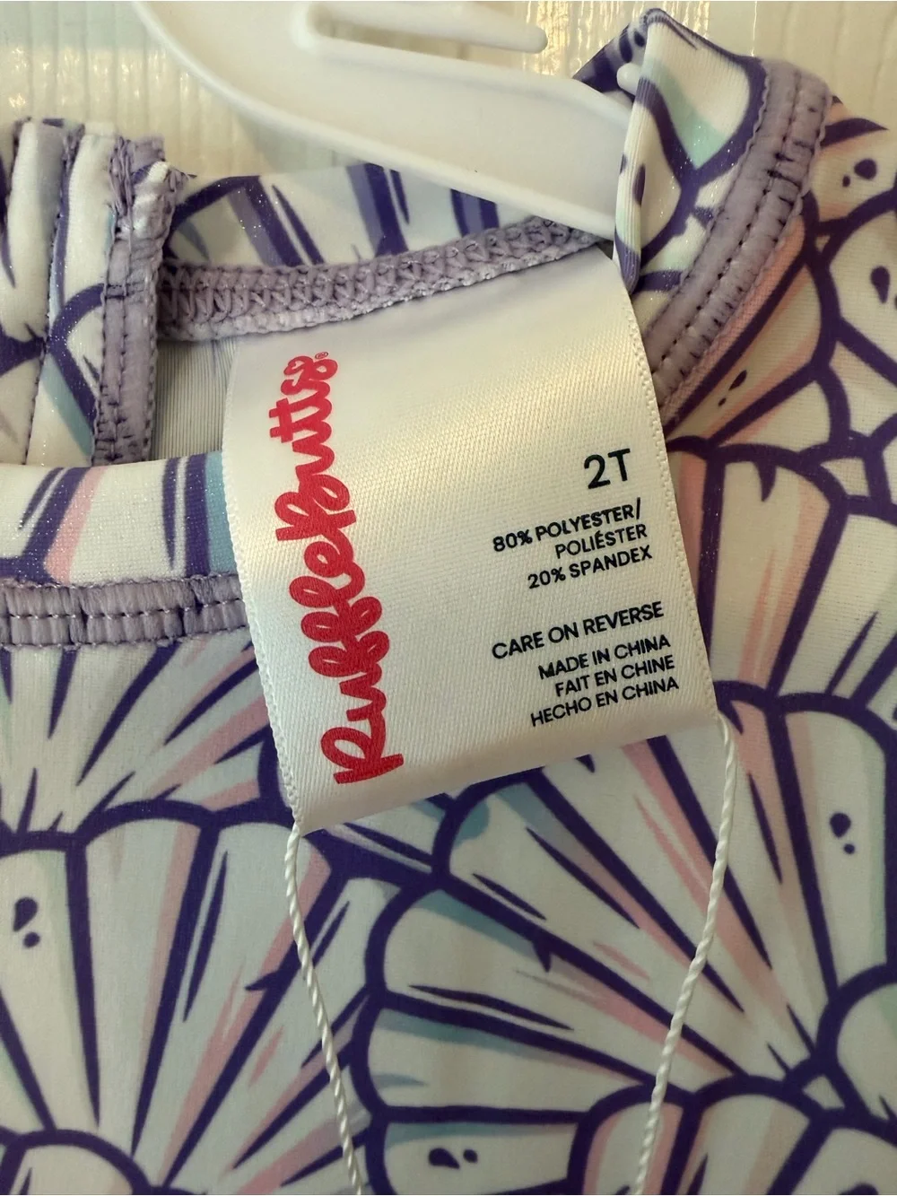 Ruffle Butts Purple Shell Print One-Piece Swimsuit with Mint Ties
